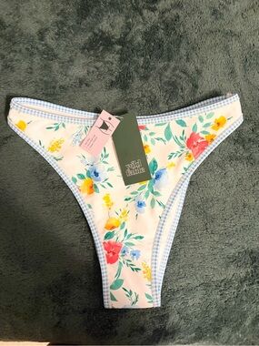 wild fable White Floral Bikini Bottoms with Blue Trim and Multicolor Flowers